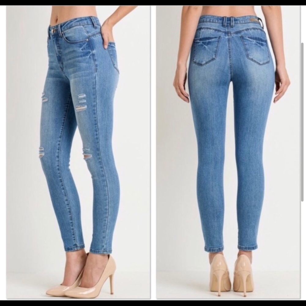 New! High Waist Butt Magic Medium Wash Denim Flattering Jeans